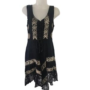 Vintage Y2K‎ 90s Fashion Terminal Black Boho Embroidered Fairycore One Size